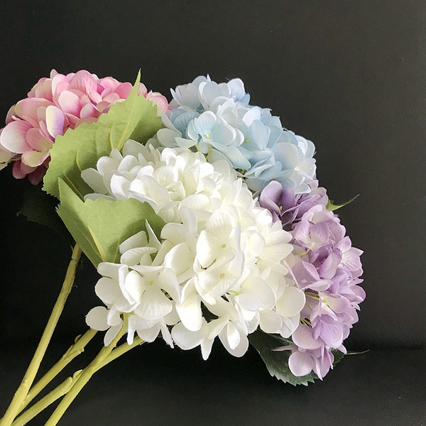 Artificial Real Touch Flowers Big Hydrangea Flower 7.5 Inch Silk Flowers Fake Flower Bouquet For Wedding Table Centerpieces Home Party Decor