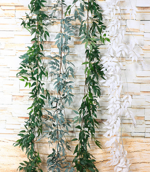 simulation wicker green leaves indoor plastic flower rattan wedding decoration plant rattan leaves fake flowers willow decoration