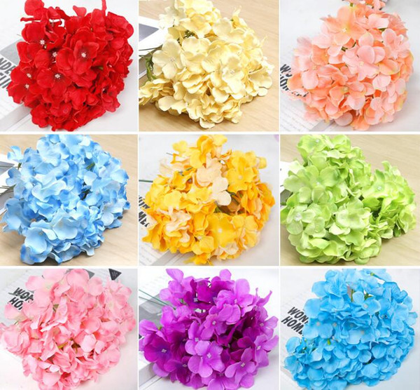 DHL Free High Quality Real touch Hydrangea Big Flower 14cm Silk White Hydrangea Bouquet for Wedding Centerpieces Home Party Decorative