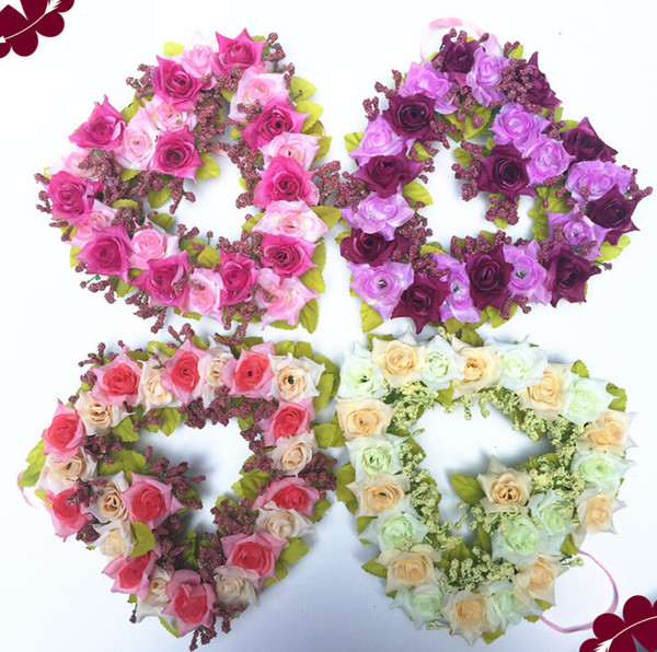 Wedding venue decoration wreath home decoration simulation flower wholesale heart-shaped wreath wedding decoration love artificial flowers