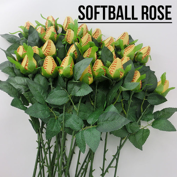 American pop softball baseball rose flowers simulation roses to decorate cortical roses Free shipping