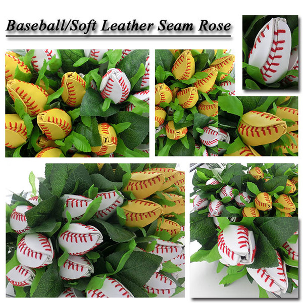 baseball softball gifts rose Softball&Baseball Flowers Made From Quality Leather Softball Rose Gift Idea baseball rose