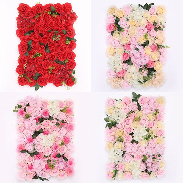 40x60cm Silk Rose Flower Champagne Artificial Flower for Wedding Decoration Flower Wall Romantic Wedding Xmas Backdrop Decor 4 styles