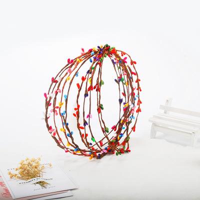 Simulated wreath wholesale 40 cm 9 pairs of Pearl berry braided headdress wreath rattan wedding decoration Artificial Flower