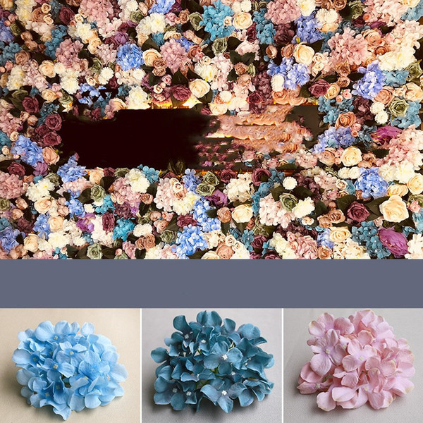 2019 Artificial Hydrangea Decorative Silk Flower Head For Wedding Wall ArchDIY Hair Flower Home Decoration accessory props