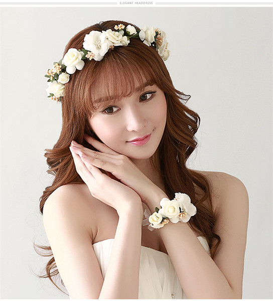 Suit flower Korean Sennu Holiday Photo Simulated Wrist Flower Bride Hair Ornament Dance Headdress Seaside Fashion Wedding Ring