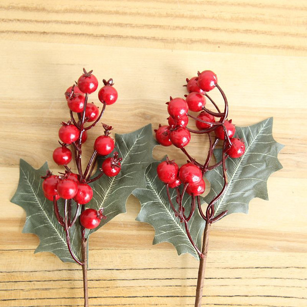 Christmas Berries Beans Red Artificial Flower Home Decoration Wedding Flower Wall Plant Wall Accessories Fake Flowers