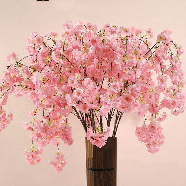 135cm Long Branch Artificial Cherry Sukura Wisteria Flower String Simulation Wedding Arch Square Rattan Wall Hanging Flower