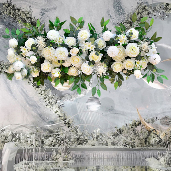 100cm DIY flower row wedding decor silk flowers rose peony hydrangea plant mix flower arch artificial flower row