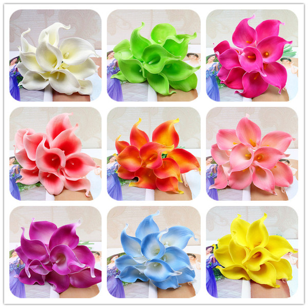 100pcs Artificial Flowers 11Colors Calla Lily Bridal Wedding Decoration Bouquet Head PE Real Touch Artificial Flower