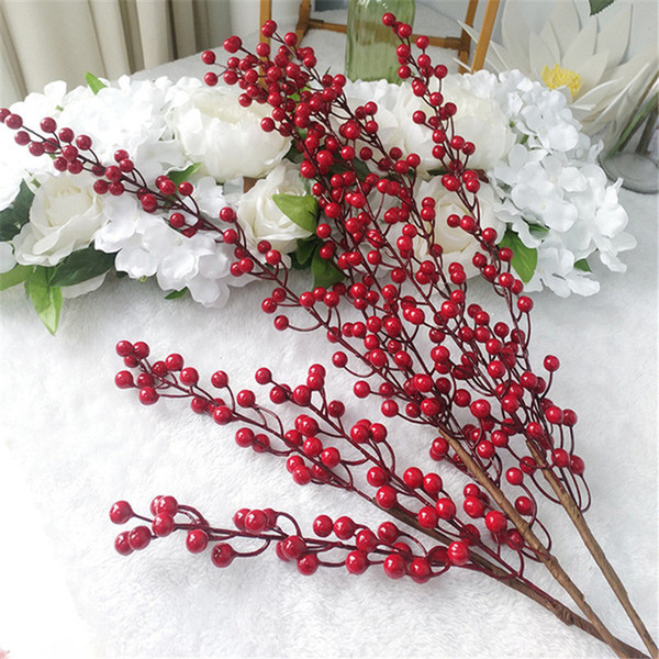 10pcs Artificial Berry Fake red berries cherry Christmas Flower Stamen For home New Year Christmas Decoration