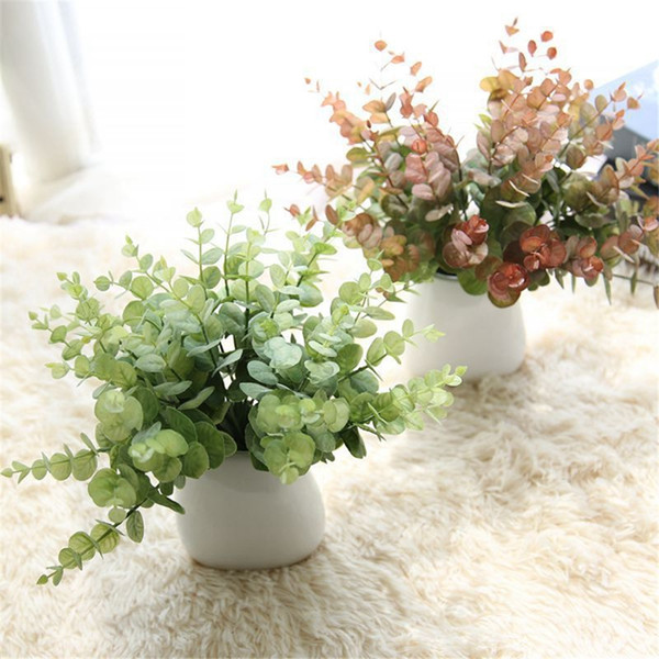 Artificial Fake Plastic Eucalyptus Plant Branch Green Fall Color Home Decor Small Eucalyptus Leaves Simulation Eucalyptus Branch