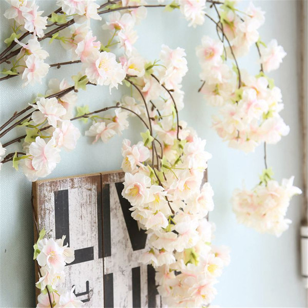 1.35M Sakura Cherry Rattan Wedding Arch Decoration Photo props Artificial Vine Flowers Bride Room Decoration Hanging Garland