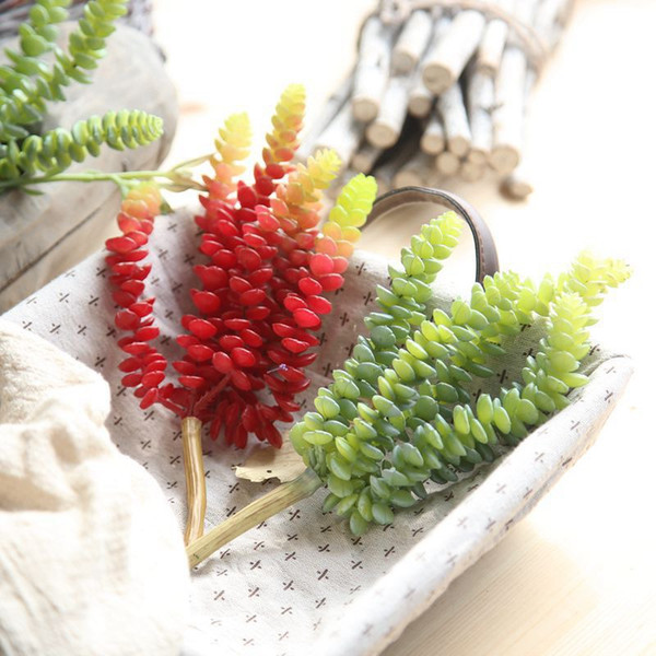 2Pcs/lot 6heads Crassula Artificial Flower Microlandscape Fake Succulent Plant Mini Flower Home Office Garden Decoration 2 Colors