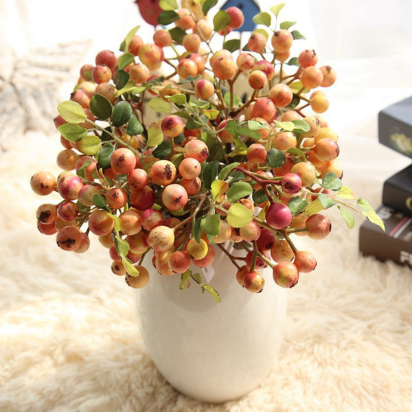 2018 hot sale Artificial Flower Single Bean Branch Mini Red Berry Simulation Flowers Wedding Ceremony Decor Home Furnishing