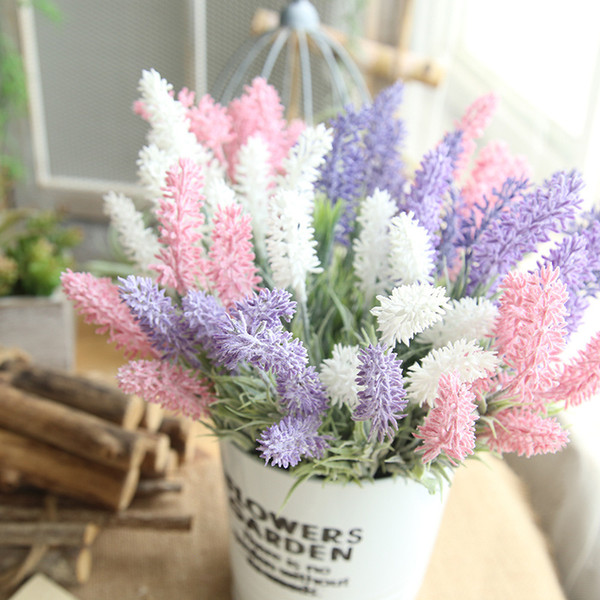 ROSEQUEEN 2018 NEW Artificial Lavender Flowers Plant Silk Flower Wedding Arrangement Home Office decoration flowers Decoration Man-mande