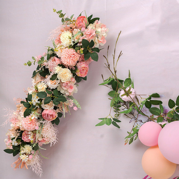 ROSEQUEEN DIY wedding flower wall arrangement supplies silk rose peony Hydrangea artificial flower row decor wedding iron arch backdrop