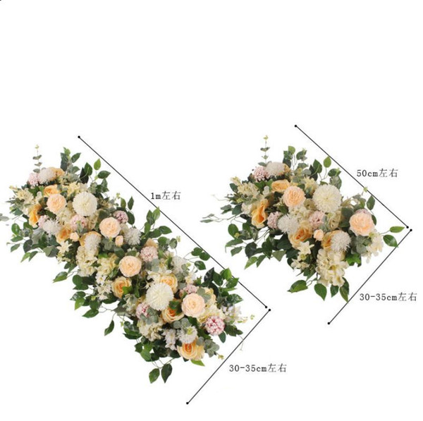 50CM 100cm 1PCS DIY flower row Rose Eucalyptus wedding decor flowers rose peony hydrangea plant mix flower arch artificial flower row