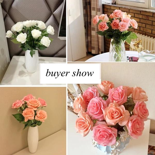 Wedding Artificial Flower Moisturizing Feel Single Rose Real Touch DIY Home Wedding Party Valentine's Day Decorative Fake Flower