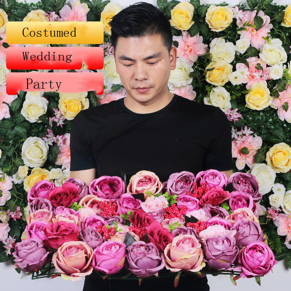 High quality 40x60cm silk rose artificial flowers wedding decoration flower wall romantic for wedding background decoration