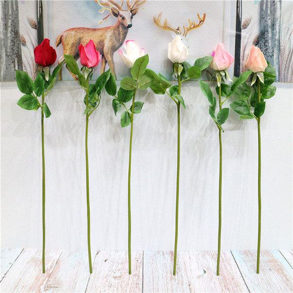 10pcs/lot real touch simulation rose bud flower artificial silk rose branch home decor wedding decoration flower wreath bouquet