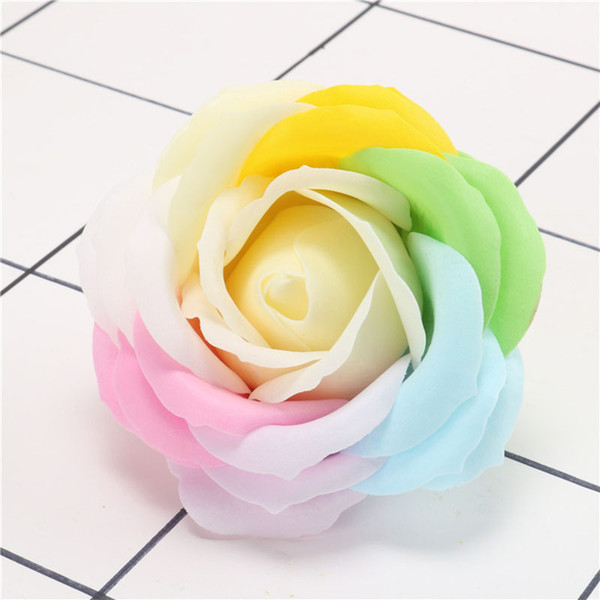 artificial soap colorful rose flower head 5 layer rose flower head simualtion fake rose head soap colorful wreath for valentine's gift box