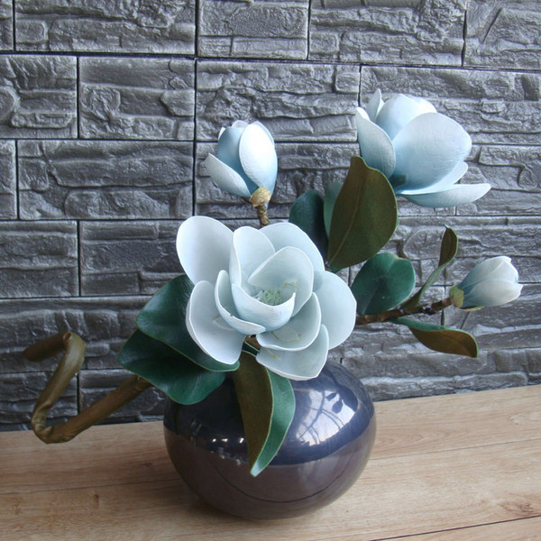 PU simulation single magnolia branch home decor display fake magnolia flower for wedding hotel deocoration Kapok branch