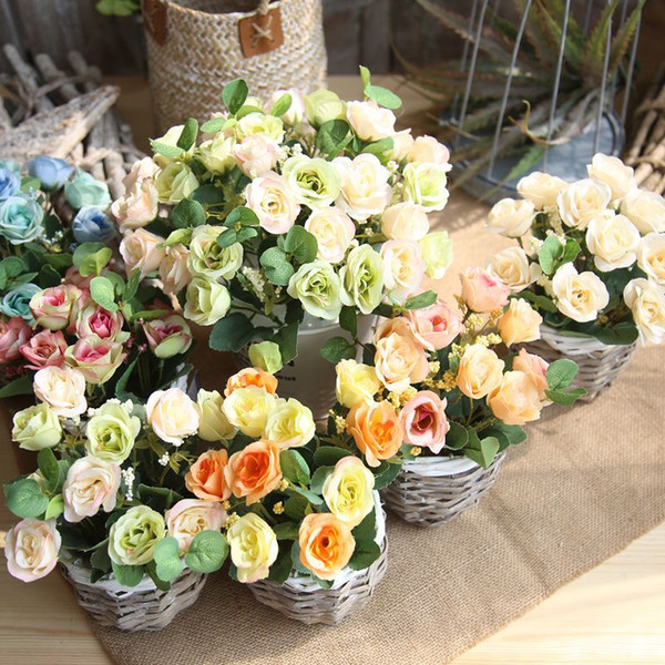 6pcs/lot factory wholesale artificial flower persian rose bouquet holding rose star flower head home flower decoration wall