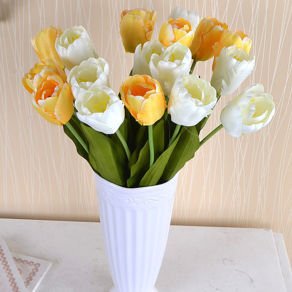 20pcs/lot 43cm Artificial Tulips Silk Flowers for wedding Bride Hand Holding Fake Flowers Wedding Home Decoration Accessories Diy Wreath