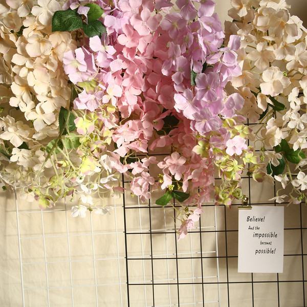 6pcs artificial flower 105cm long silk hydrangea hanging vine farmhouse decor flower wall wedding backdrop decoraion fake flower garland