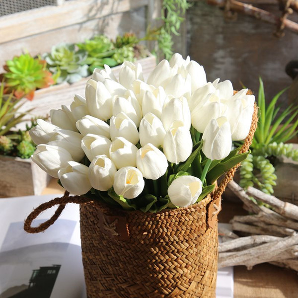 36cm Tulip Artificial Flower PU Latex Tulips Bouquet Real Touch Flowers For Home Decoration Wedding Decorative Flowers