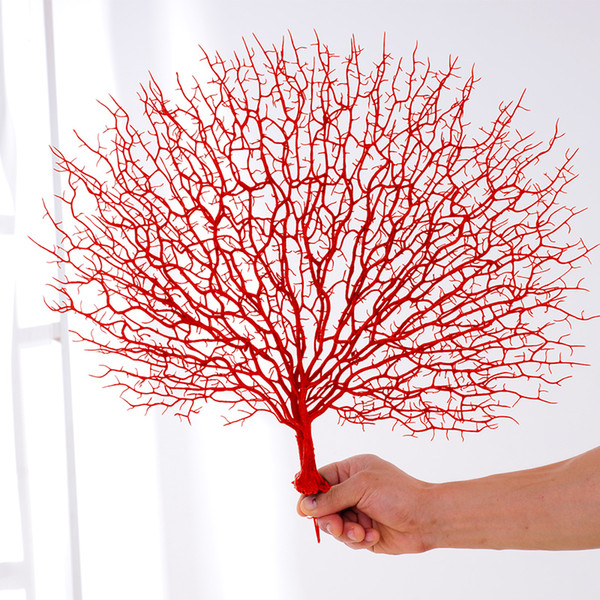 45cm Artificial Tree Branch White Coral Wedding Decorations Home Artificial Peacock Coral Branches Plastic Dried Branch