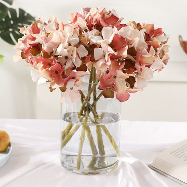 5Pcs/lot Artificial single branch small hydrangea silk flowers Classical hydran fake flower autumn wedding decor home decoration Accessories