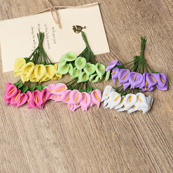 free shipping Wholesale simulation artificial Calla Lily gift decoration flower PE paper flower for gift box