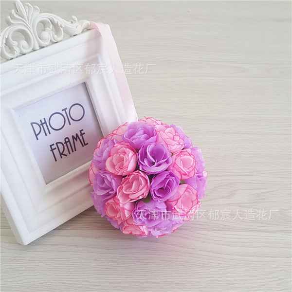 5Pcs/lot Simulation Small Rose Silk Flower Ball Wedding Decoration Flower Ball Christmas Tree Decoration Bar Restaurant Hanging ornament