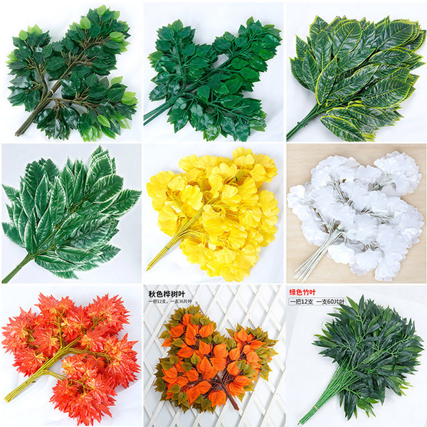 10 Pcs/lot Simulation eucalyptus leaves Home decorative plastic fake branches leaves Christmas decor ginkgo leaves Artificial Plants