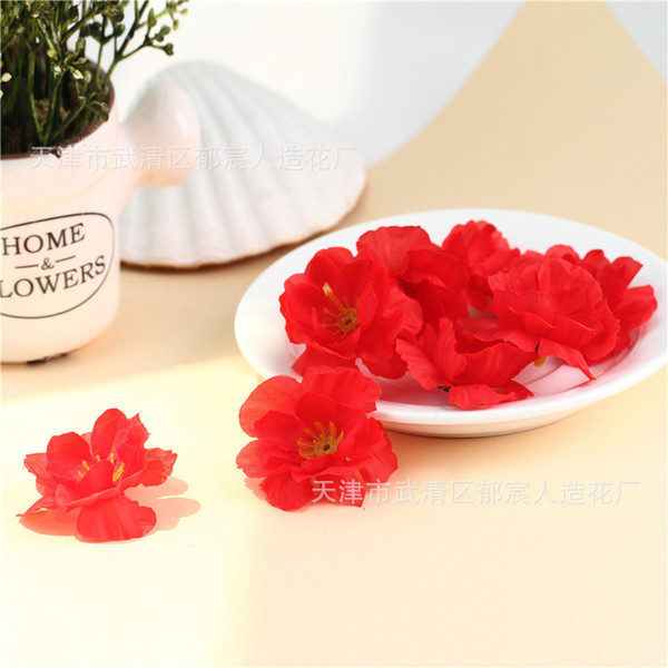 50pcs/lot simulation peach blossom head fake wreath flower head for photography props silk peach branch rattan flower petal