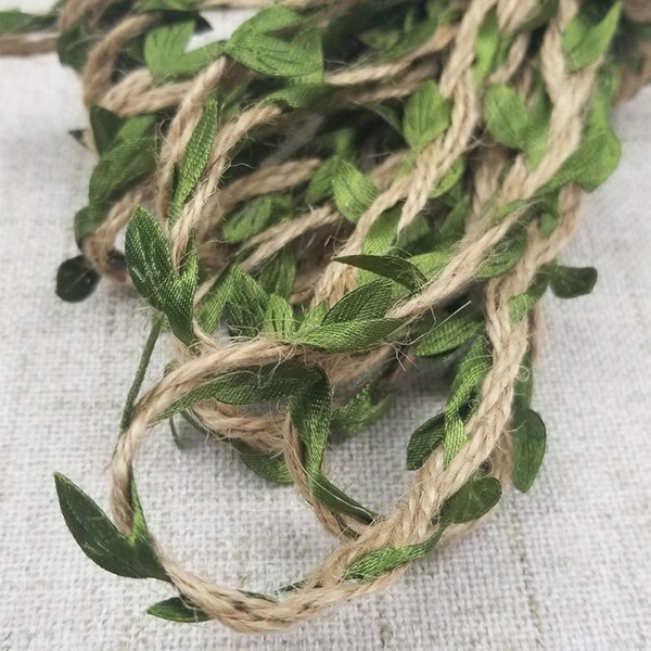 10m / hemp rope with green leaf vine wedding party decoration DIY tag rattan cloth woven gift wrapping rope