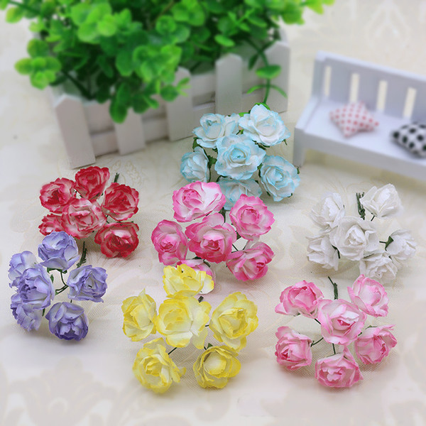 144pcs per lot Simulation flower wedding gift box decoration accessories artificial paper rose wreath headwear accessories