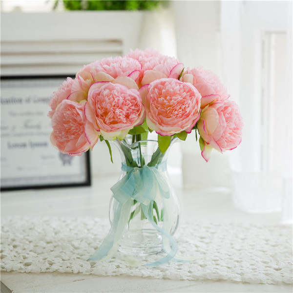 Five heads of royal peony European wedding decorative artificial flowers home decoration peony bouqut bride holding fake flowers wholesale