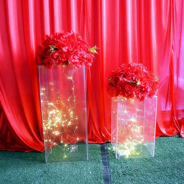 Acrylic crystal square column wedding flower aisle channel wedding festival decoration flower stand road decoration style column stand