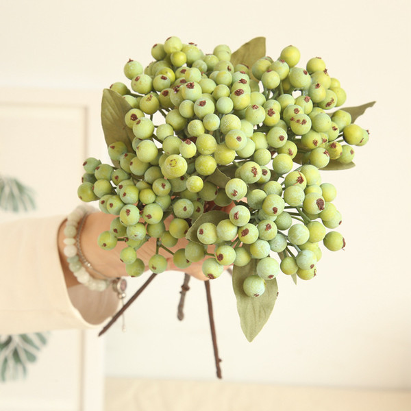 10pcs/lot PE Foam Berry Green Fruit plant Berries Artificial Flower cherry branches Simulation Olives Home Christmas Decorative Wedding