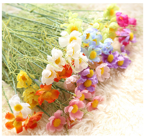 50pcs Bouquet Artificial Wild Chrysanthemum Flower silk for Home Wedding Holiday Beauty Decoration wholesale Artificial Flower 8color option