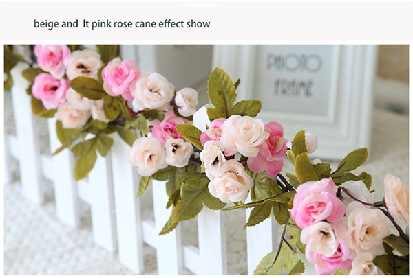 10 pcs MOQ 230cm/90.55inch 4color option Simulation Artificial wedding rose flower Cane Vine for wedding and home furniture decoration