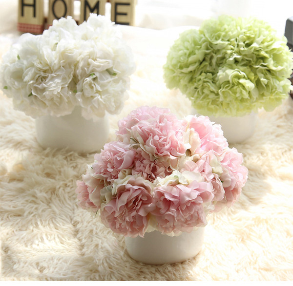 Wholesale Artificial Hydrangea Fake Flower Peony Hydrangeas with high quality for wedding hand tied bouquet or home decoration free shipping