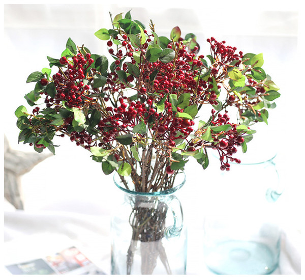 Wholesale Artificial berries bouquets fake flower fruits berry plants for wedding home bedding set table decoration