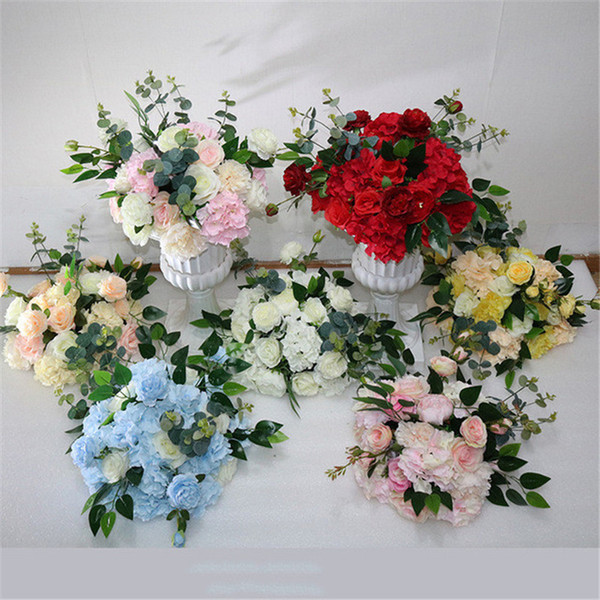 Wedding floral wedding road lead Rose peony flower ball Sen simulation silk wedding scene layout flower T stage Roman column flower