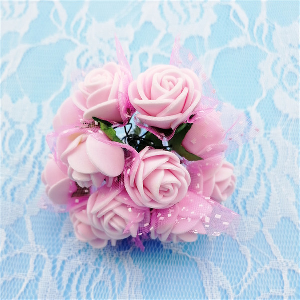 9 colors PE Roses Small Artificial Rose Bouquet Wedding Decoration Mini Rose Flowers For DIY Scrapbooking 144pcs/lot