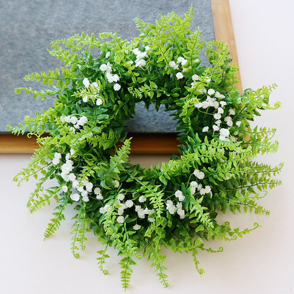 36cm 2019 New Product Green Plant Baby's Breath Hanging Ornament Wreath Wedding Home Party Decoration freeshipping