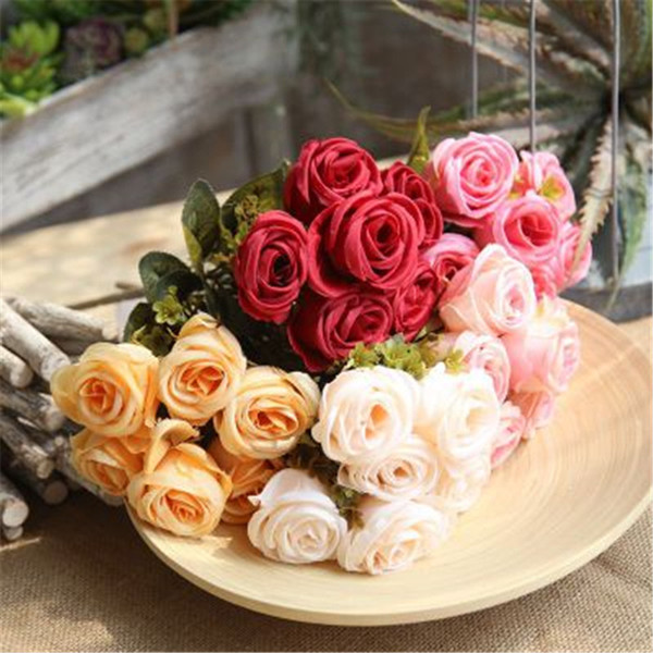 6 Colors Romantic Flowers Wedding Bouquet Handmade Artificial Flowers Rose Bouquet Bridal Bouquet for Dream Wedding